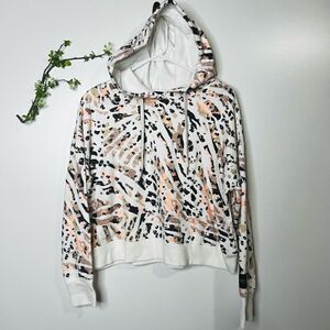 Calvin Klein Performance White Peach Pink Purple Cropped Hoodie Sweatshirt